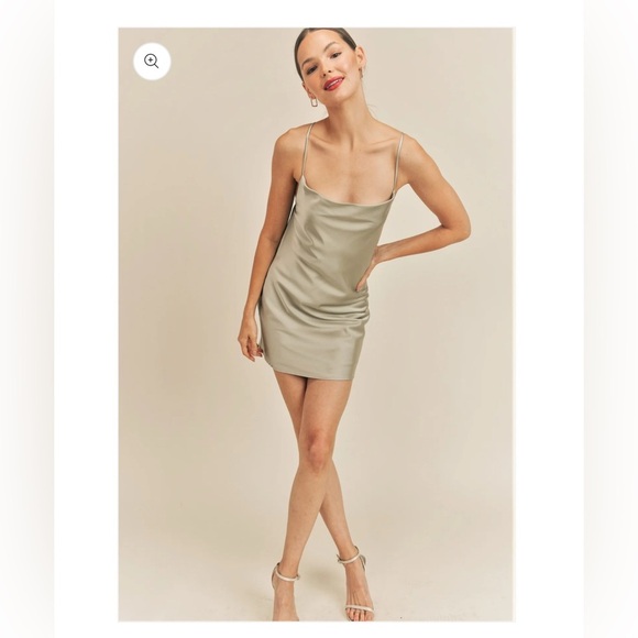 Reset By Jane Kira Cowl Neck Sleeveless Satin Slip Dress Open Back Small Wedding - Picture 8 of 14